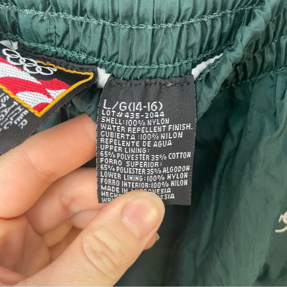 Vintage USA Olympics Track Pants Youth Large Fit 26x26 green Parachute Baggy 90s - Picture 5 of 12